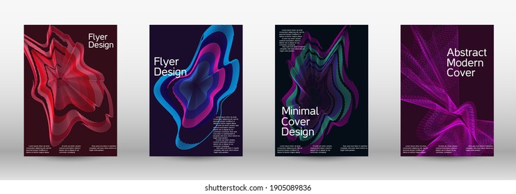 Minimum vector coverage.  A set of modern abstract covers. Future futuristic template with abstract current forms for banner design, poster, booklet, report, journal.  Vector illustration. EPS 10. 