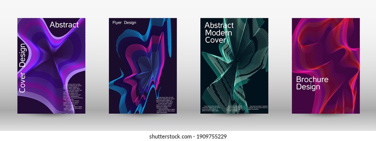 Minimum vector coverage.  A set of modern abstract covers. Creative backgrounds from abstract lines to create a fashionable abstract cover, banner, poster, booklet. Vector illustration. EPS 10. 