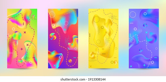 Minimum vector coverage. A set of modern abstract covers. Creative fluid backgrounds from current forms to design a fashionable abstract cover, banner, poster, booklet.