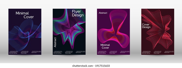 Minimum vector coverage.  A set of modern abstract covers. Future futuristic template with abstract current forms for banner design, poster, booklet, report, journal.  Vector illustration. EPS 10. 
