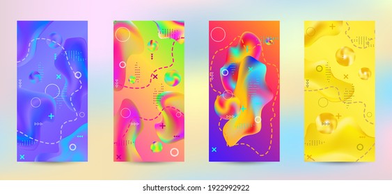 Minimum vector coverage. A set of modern abstract covers. Creative fluid backgrounds from current forms to design a fashionable abstract cover, banner, poster, booklet.