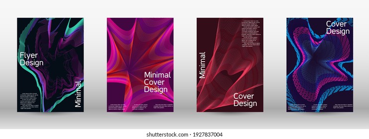 Minimum vector coverage.  A set of modern abstract covers. Future futuristic template with abstract current forms for banner design, poster, booklet, report, journal.  Vector illustration. EPS 10. 