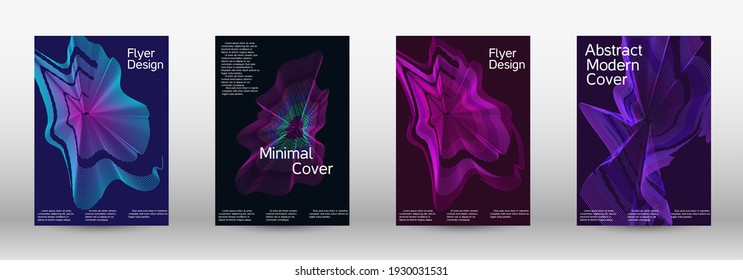 Minimum vector coverage.  A set of modern abstract covers. Future futuristic template with abstract current forms for banner design, poster, booklet, report, journal.  Vector illustration. EPS 10. 