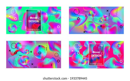 Minimum vector coverage. A set of modern abstract covers. Creative fluid backgrounds from current forms to design a fashionable abstract cover, banner, poster, booklet.