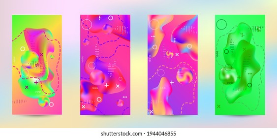 Minimum vector coverage. A set of modern abstract covers. Creative fluid backgrounds from current forms to design a fashionable abstract cover, banner, poster, booklet.