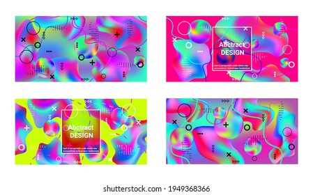 Minimum vector coverage. A set of modern abstract covers. Creative fluid backgrounds from current forms to design a fashionable abstract cover, banner, poster, booklet.