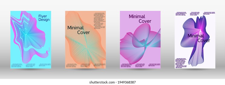 Minimum vector coverage. A set of modern abstract covers. Future futuristic template with abstract current forms for banner design, poster, booklet, report, journal. 