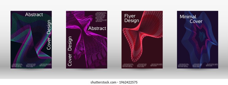 Minimum vector coverage.  A set of modern abstract covers. Future futuristic template with abstract current forms for banner design, poster, booklet, report, journal.  Vector illustration. EPS 10. 