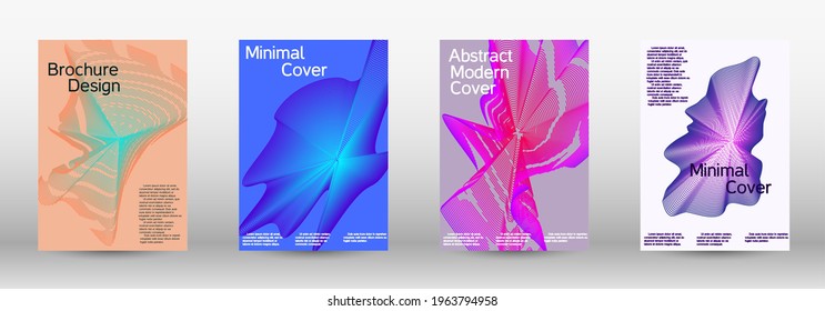 Minimum vector coverage. A set of modern abstract covers. Future futuristic template with abstract current forms for banner design, poster, booklet, report, journal. 