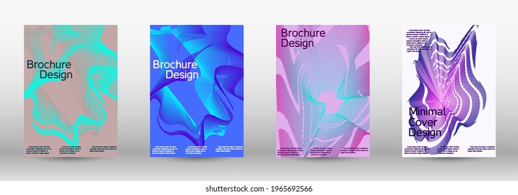 Minimum vector coverage. A set of modern abstract covers. Future futuristic template with abstract current forms for banner design, poster, booklet, report, journal. 