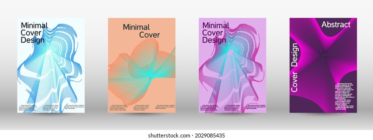 Minimum vector coverage. A set of modern abstract covers. Creative fluid backgrounds from current forms to design a fashionable abstract cover, banner, poster, booklet.