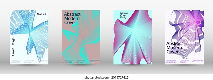 Minimum vector coverage. A set of modern abstract covers. Future futuristic template with abstract current forms for banner design, poster, booklet, report, journal. 