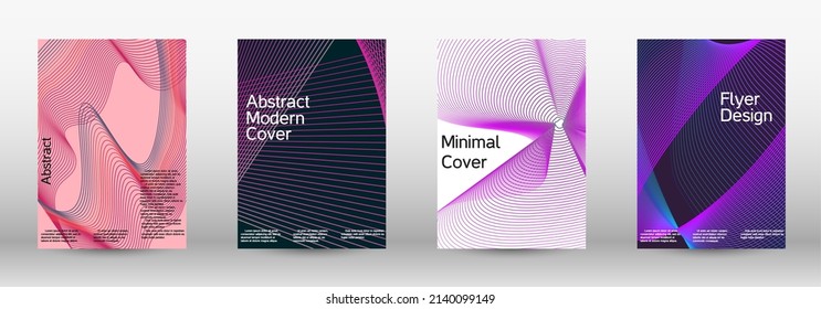 Minimum vector coverage. A set of modern abstract covers. Modern design template. Future futuristic template with abstract current forms for banner design, poster, booklet, report, magazine. 