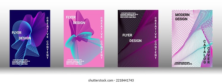  Minimum vector coverage. A set of modern abstract covers. Rich design VIP. Future futuristic template with abstract current forms for banner design, poster, booklet, report, magazine. 