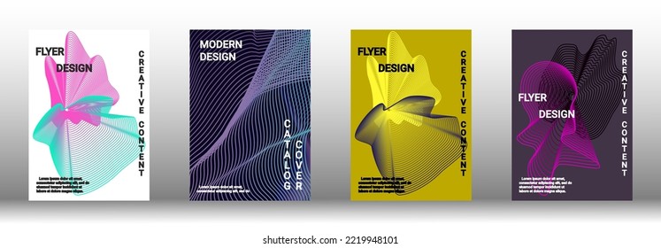 Minimum vector coverage. A set of modern abstract covers. Rich design VIP. Future futuristic template with abstract current forms for banner design, poster, booklet, report, magazine. 
