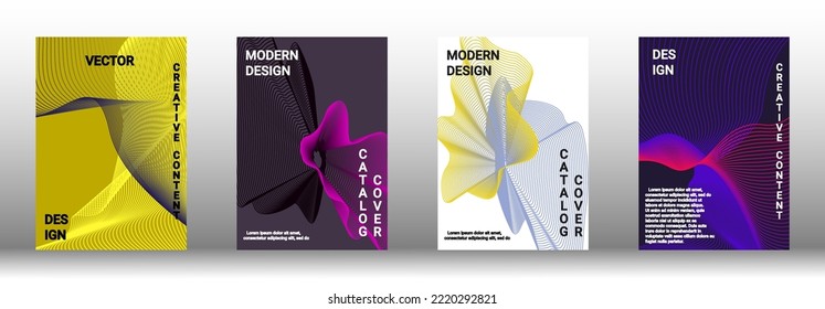  Minimum vector coverage. A set of modern abstract covers. Rich design VIP. Future futuristic template with abstract current forms for banner design, poster, booklet, report, magazine. 