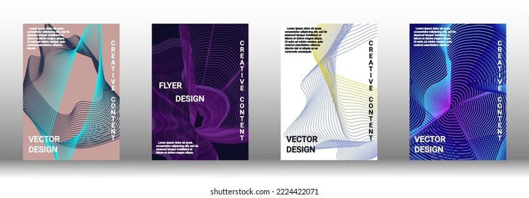  Minimum vector coverage. A set of modern abstract covers. Rich design VIP. Future futuristic template with abstract current forms for banner design, poster, booklet, report, magazine. 