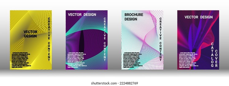  Minimum vector coverage. A set of modern abstract covers. Rich design VIP. Future futuristic template with abstract current forms for banner design, poster, booklet, report, magazine. 