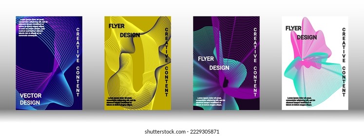  Minimum vector coverage. A set of modern abstract covers. Rich design VIP. Future futuristic template with abstract current forms for banner design, poster, booklet, report, magazine. 