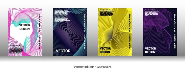  Minimum vector coverage. A set of modern abstract covers. Rich design VIP. Future futuristic template with abstract current forms for banner design, poster, booklet, report, magazine. 