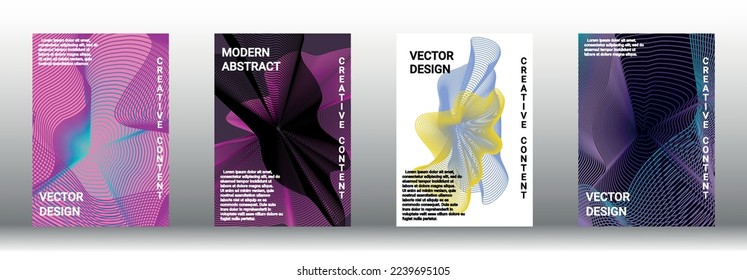  Minimum vector coverage. A set of modern abstract covers. Rich design VIP. Future futuristic template with abstract current forms for banner design, poster, booklet, report, magazine. 