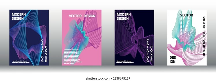  Minimum vector coverage. A set of modern abstract covers. Rich design VIP. Future futuristic template with abstract current forms for banner design, poster, booklet, report, magazine. 
