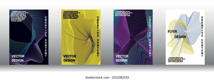  Minimum vector coverage. A set of modern abstract covers. Rich design VIP. Future futuristic template with abstract current forms for banner design, poster, booklet, report, magazine. 