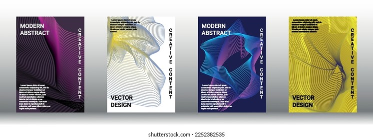  Minimum vector coverage. A set of modern abstract covers. Rich design VIP. Future futuristic template with abstract current forms for banner design, poster, booklet, report, magazine. 