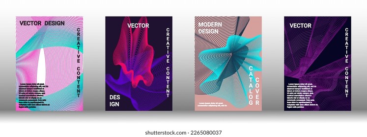  Minimum vector coverage. A set of modern abstract covers. Rich design VIP. Future futuristic template with abstract current forms for banner design, poster, booklet, report, magazine. 