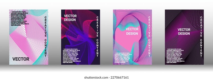  Minimum vector coverage. A set of modern abstract covers. Rich design VIP. Future futuristic template with abstract current forms for banner design, poster, booklet, report, magazine. 