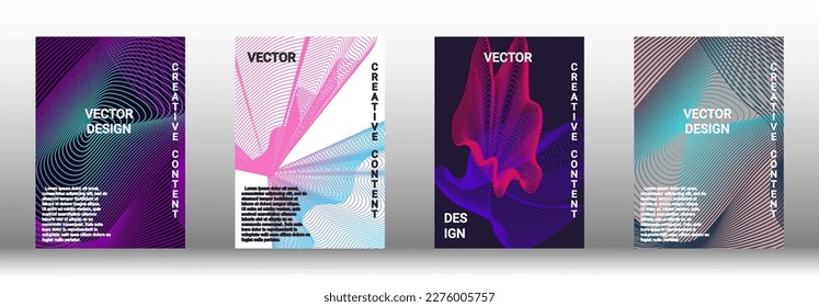  Minimum vector coverage. A set of modern abstract covers. Rich design VIP. Future futuristic template with abstract current forms for banner design, poster, booklet, report, magazine. 