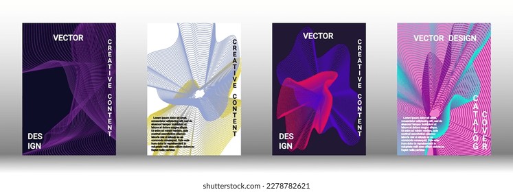  Minimum vector coverage. A set of modern abstract covers. Rich design VIP. Future futuristic template with abstract current forms for banner design, poster, booklet, report, magazine. 