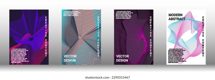  Minimum vector coverage. A set of modern abstract covers. Rich design VIP. Future futuristic template with abstract current forms for banner design, poster, booklet, report, magazine. 