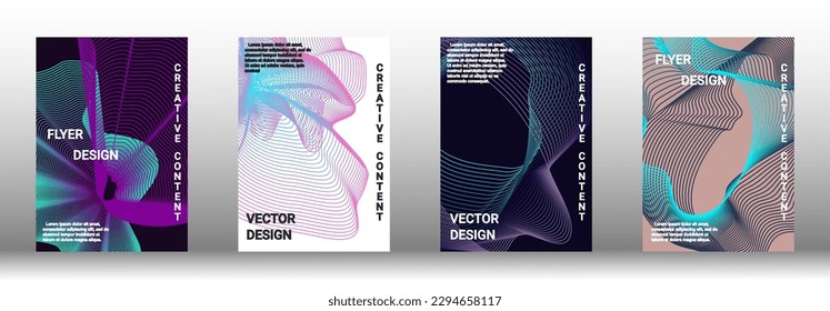  Minimum vector coverage. A set of modern abstract covers. Rich design VIP. Future futuristic template with abstract current forms for banner design, poster, booklet, report, magazine. 