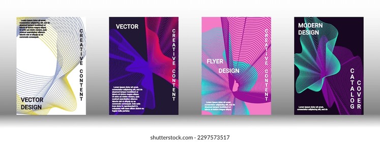  Minimum vector coverage. A set of modern abstract covers. Rich design VIP. Future futuristic template with abstract current forms for banner design, poster, booklet, report, magazine. 