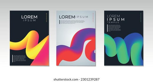 Minimum vector coverage. A set of modern abstract covers. Abstract Wave Liquid Shape. Colorful 3d Flow Design. Modern Vector Illustration. Abstract background design. 