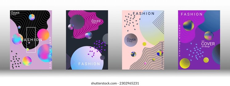 Minimum vector coverage. Set of modern abstract covers. Rich VIP design. Future futuristic template with abstract gradient shapes for the design of banners, posters, booklets, reports, magazines.