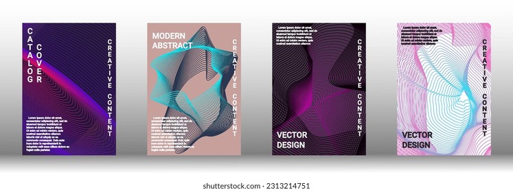  Minimum vector coverage. A set of modern abstract covers. Rich design VIP. Future futuristic template with abstract current forms for banner design, poster, booklet, report, magazine. 