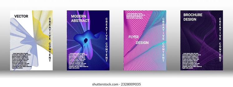  Minimum vector coverage. A set of modern abstract covers. Rich design VIP. Future futuristic template with abstract current forms for banner design, poster, booklet, report, magazine. 