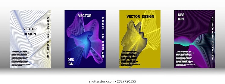  Minimum vector coverage. A set of modern abstract covers. Rich design VIP. Future futuristic template with abstract current forms for banner design, poster, booklet, report, magazine. 