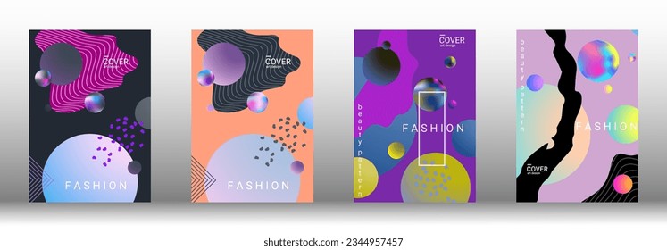 Minimum vector coverage. Set of modern abstract covers. Rich VIP design. Future futuristic template with abstract gradient shapes for the design of banners, posters, booklets, reports, magazines.