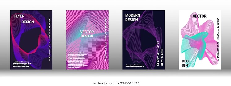  Minimum vector coverage. A set of modern abstract covers. Rich design VIP. Future futuristic template with abstract current forms for banner design, poster, booklet, report, magazine. 