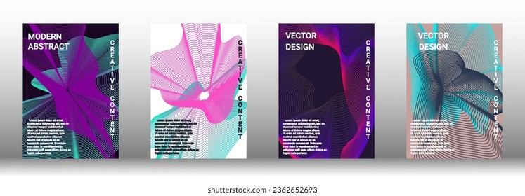 Minimum vector coverage. A set of modern abstract covers. Rich design VIP. Future futuristic template with abstract current forms for banner design, poster, booklet, report, magazine. 