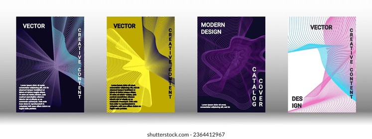  Minimum vector coverage. A set of modern abstract covers. Rich design VIP. Future futuristic template with abstract current forms for banner design, poster, booklet, report, magazine. 