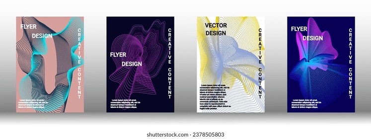  Minimum vector coverage. A set of modern abstract covers. Rich design VIP. Future futuristic template with abstract current forms for banner design, poster, booklet, report, magazine. 