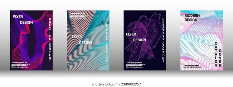  Minimum vector coverage. A set of modern abstract covers. Rich design VIP. Future futuristic template with abstract current forms for banner design, poster, booklet, report, magazine. 