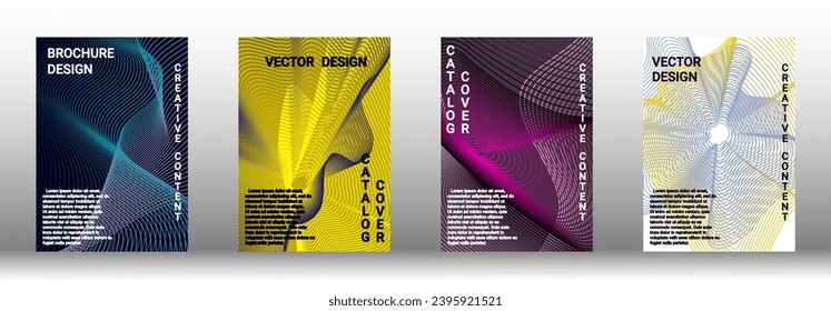  Minimum vector coverage. A set of modern abstract covers. Rich design VIP. Future futuristic template with abstract current forms for banner design, poster, booklet, report, magazine. 