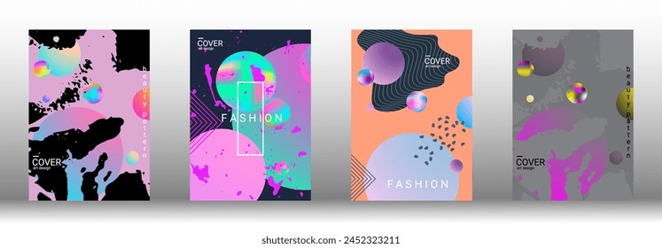 Minimum vector coverage. Set of modern abstract covers. Rich VIP design. Future futuristic template with abstract gradient shapes for the design of banners, posters, booklets, reports, magazines.