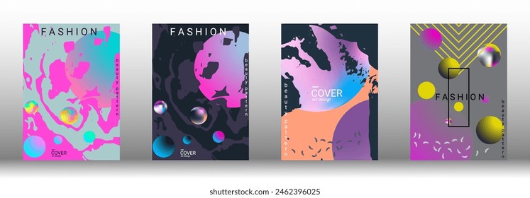 Minimum vector coverage. Set of modern abstract covers. Rich VIP design. Future futuristic template with abstract gradient shapes for the design of banners, posters, booklets, reports, magazines.