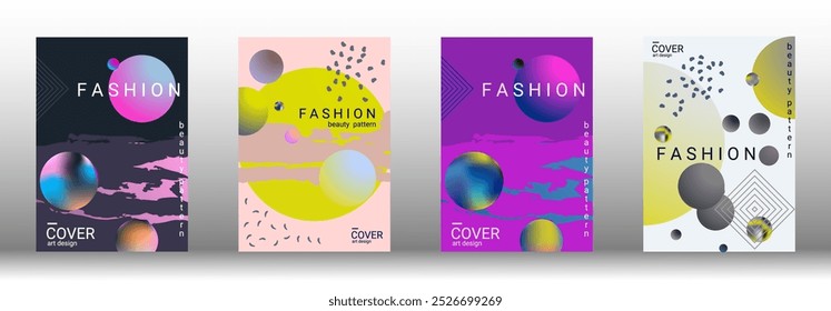 Cobertura mínima do vetor. Conjunto de capas abstratas modernas. Design VIP rico. Futuro modelo futurista com formas de gradiente abstrato para o design de banners, cartazes, livretos, relatórios, revistas.